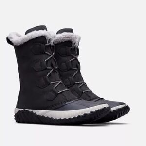 Sorel Out N About Plus Tall Lace Up Black Duck Style Winter Boots Size 10